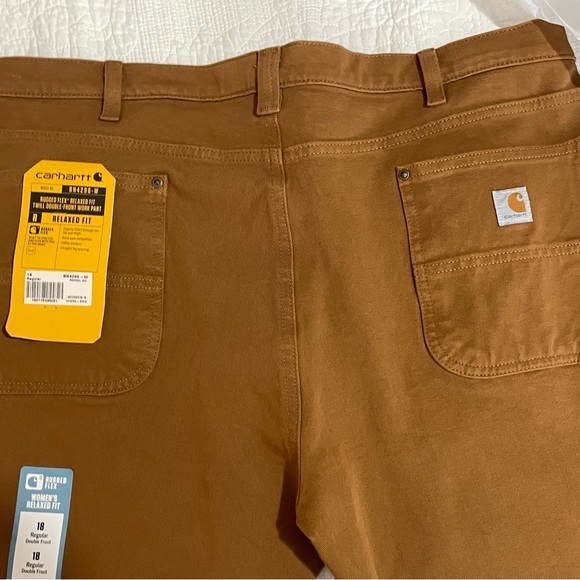 Carharrt women’s rugged flex RLXD fit twill double-front work pants brown.18 reg - Picture 3 of 5